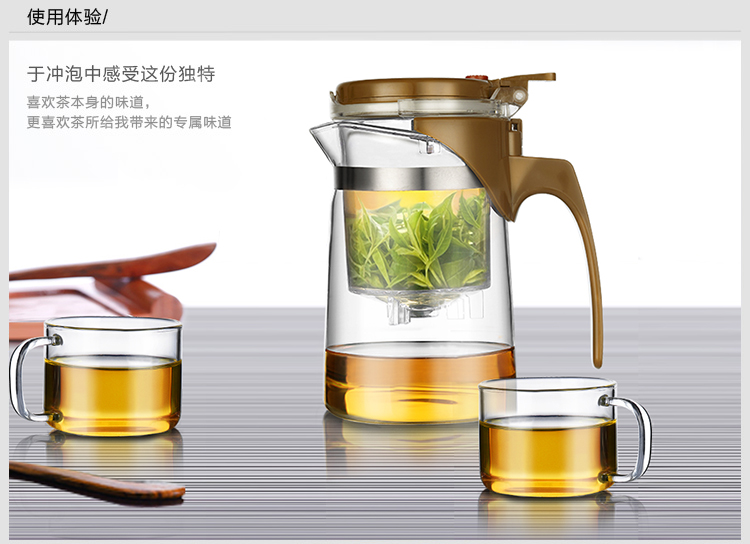 绿珠lvzhu 飘逸杯 500ml居家办公带可拆洗内胆 高硼硅耐热玻璃泡花草茶壶A1043黑色