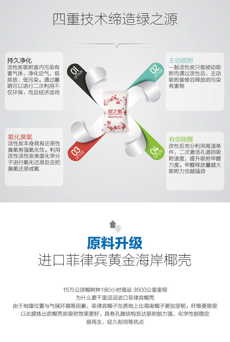
                                        
                                                                                绿之源 2000g净化王卓越装 除甲醛活性炭家用车用吸去除甲醛清除剂竹炭防潮碳包除味剂送甲醛检测盒2盒                