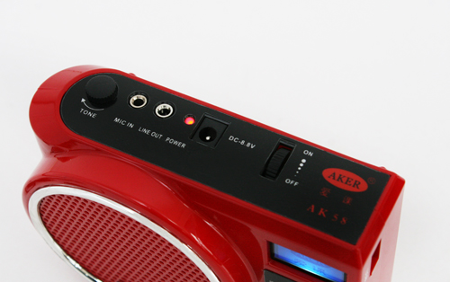 
                                        爱课(AKER)AK58扩音器液晶显示数字选曲FM收音便携腰挂喊话器小蜜蜂音响(黑色)                
