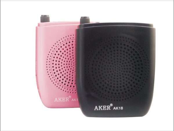 
                                        爱课(AKER)AK18扩音器液晶显示屏FM收音录音便携腰挂喊话器小蜜蜂音响(粉色)                