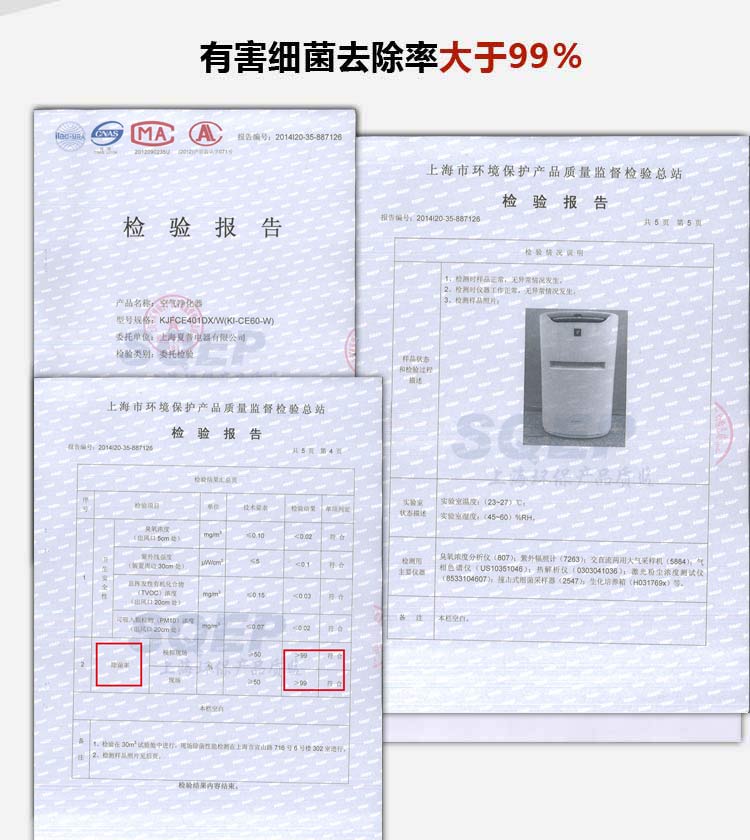 
                                        夏普（SHARP） 空气净化器 KI-CE60-W 除雾霾PM2.5除甲醛净离子群杀菌加湿                