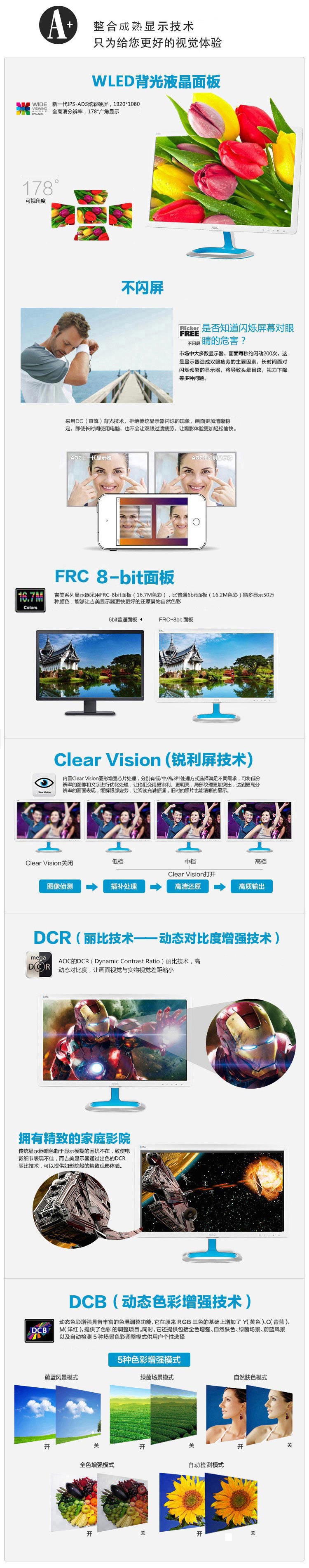 AOC LV222WIM6 21.5英寸净蓝光爱眼不闪屏IPS-ADS广视角游戏电竞显示器(HDMI)