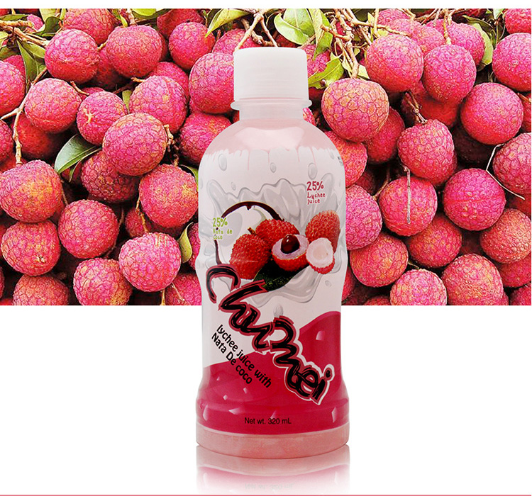 趣味 泰国进口热带水果荔枝果汁饮料(含椰果)320ml