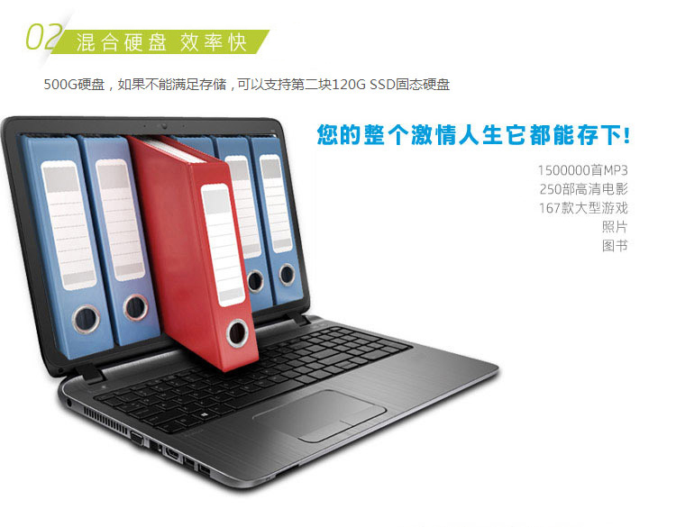 惠普（HP）450 G2（N2N15PA）15.6英寸笔记本电脑（i5-5200U 8G 500G+8G SSD 2G独显 背光键盘 高清屏 Win7）