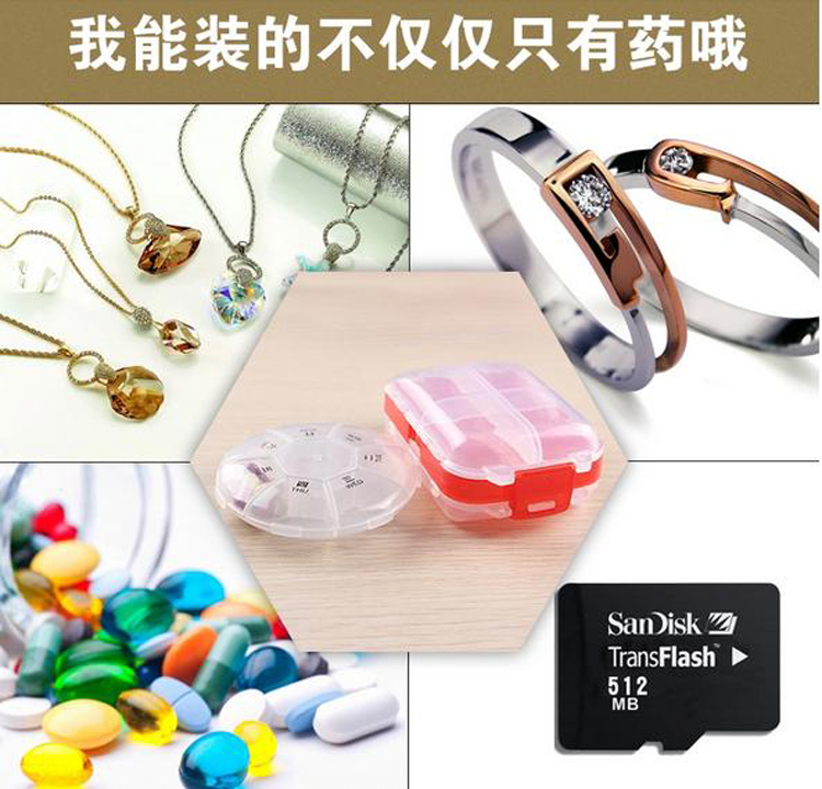 加加林 便携随身日本款药盒 一周大容量食品级药品收纳盒 大小两个装 蓝色