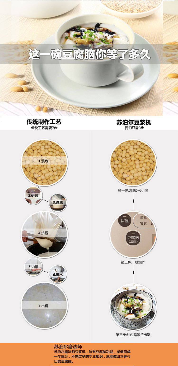 
                                        苏泊尔（SUPOR）豆浆机 DJ12B-Y59E一键豆腐脑功能                