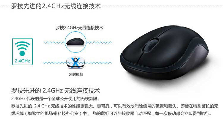 
                                        
                                                            罗技（Logitech）B175企业版 鼠标 无线鼠标 办公鼠标 对称鼠标 黑色 自营 带无线2.4G接收器                