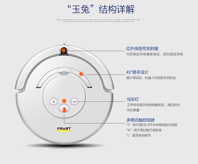 福玛特（FMART）扫地机器人（FM-006S）全自动家用智能充电吸尘器