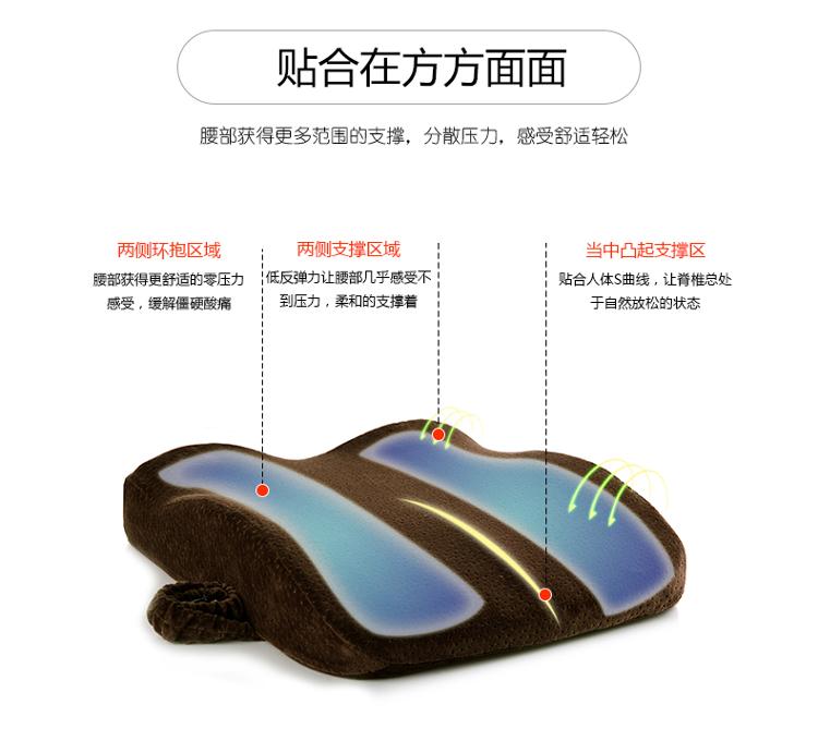 
                                        
                                                            汉妮威 记忆棉 护腰 椅子靠垫 办公室腰垫 8HP080303 咖啡色                