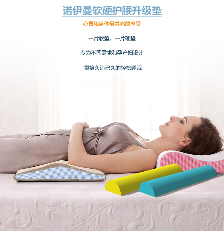 
                                        诺伊曼（noyoke）床品家纺 记忆绵软硬护腰升级三角靠垫 腰部护理记忆腰靠 55*35CM                