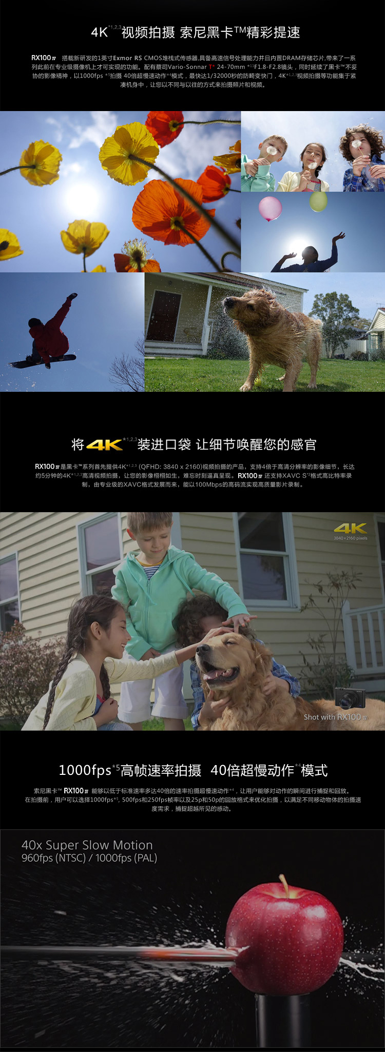 
                                        索尼（SONY）黑卡DSC-RX100 M4 1英寸大底数码相机/卡片机 蔡司镜头（WIFI/NFC 4K视频 RX100IV/黑卡4)                