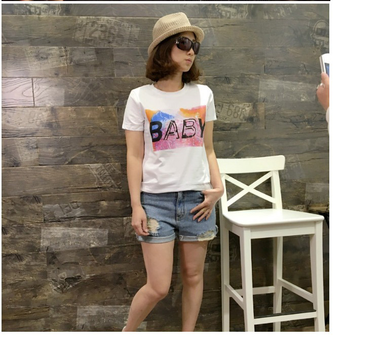 oopsciah 时尚简约baby字母t恤98830 白色l