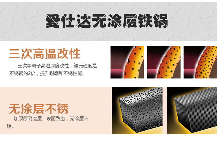 【京东超市】爱仕达 锈不了30CM节能无涂层铁锅NQX8330 健康无涂层铁锅炒菜锅具电炒锅送铁铲