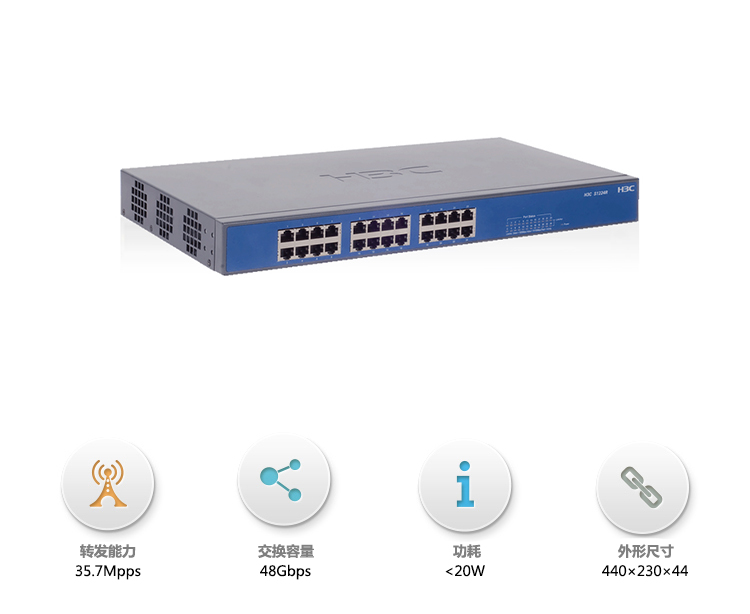 
                                                            华三（H3C）S1224RV2 24口全千兆 二层非网管企业级交换机 专业防雷 替代S1224R                