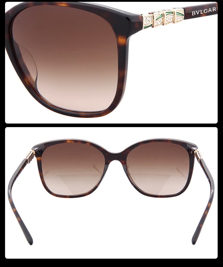 bvlgari 宝格丽 女款玳瑁色镜框茶色渐变镜片眼镜太阳镜 8152bf 504
