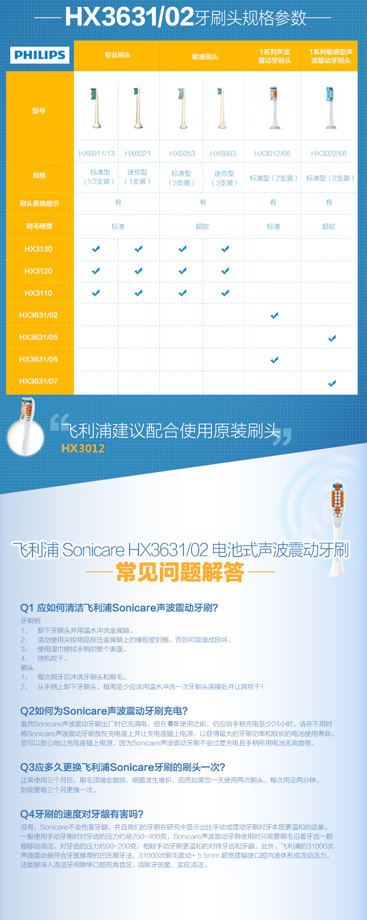 飞利浦（PHILIPS） HX3631/02 电池式SoniCare 声波震动牙刷