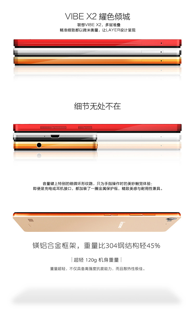联想 (Lenovo) X2-TO 金色 移动4G手机 双卡双待