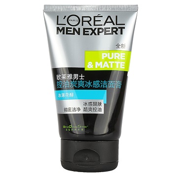 
                                                                                欧莱雅(LOREAL)男士控油炭爽冰感洁面膏 100ml(男士护肤 男士洗面奶)                