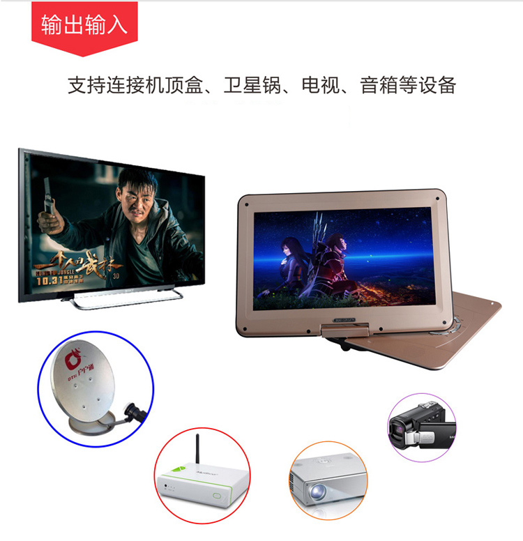 先科（SAST）FL178D 14.3英寸移动DVD播放机看戏机唱戏机便携电视（蓝）