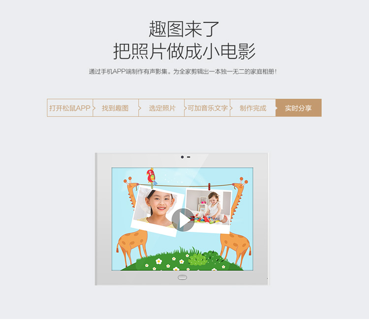   松鼠 SF101智能相框 互联网电子相框 电子相册 数码相框 APP照片传输 视频通话 送老人的礼物  