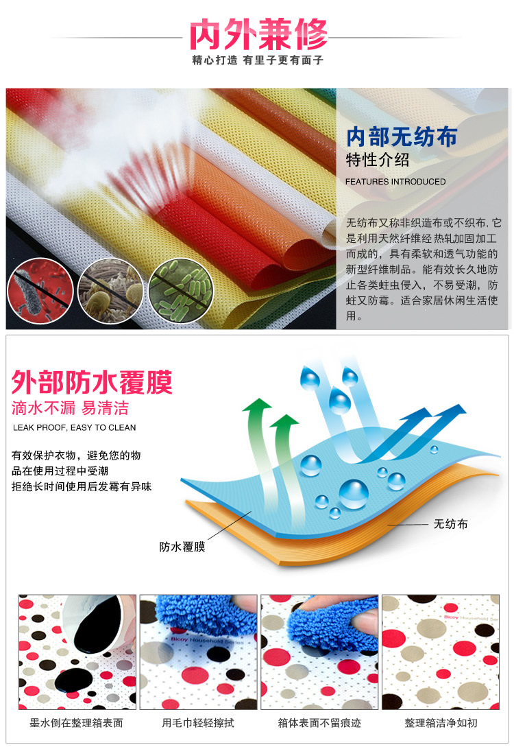 
                                        【京东超市】百草园 圆点特大号收纳箱整理箱 衣服杂物收纳盒储物箱 72L 1个装                