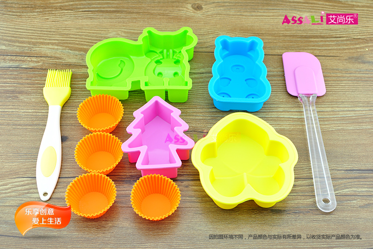 艾尚乐ASSALi 有机硅胶趣味烘培蛋糕模DIY工具10件套装AS029