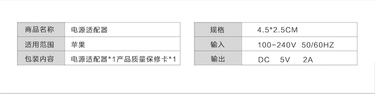 玛丝玛蔻 苹果iPad Air& iPad2/3/4& ipad mini充电器 2A苹果充电器 （白色）