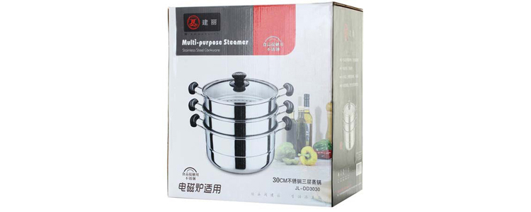 
                                        
                                        建丽食品级不锈钢复合底28CM电磁炉通用大容量三层加厚汤蒸锅JL-FD3028                