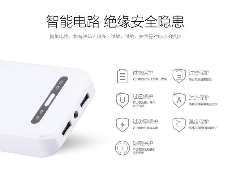 
                                        纽曼（Newmine）A100 双USB输出 便携 移动电源/充电宝 10000mAh 素雅版 手机平板通用                