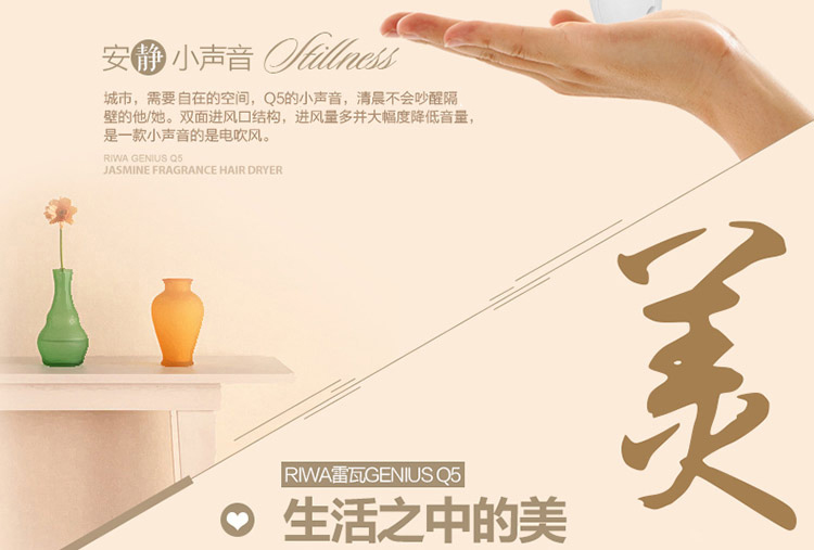 
                                        雷瓦(RIWA) 电吹风机 家用1200W茉莉清香 白色Q5 送女友生日礼物                