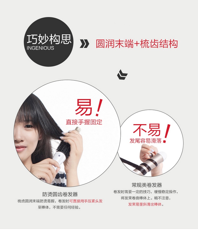 
                                        雷瓦(RIWA) 卷发棒 防烫电卷梳 温控卷发器 Z4                