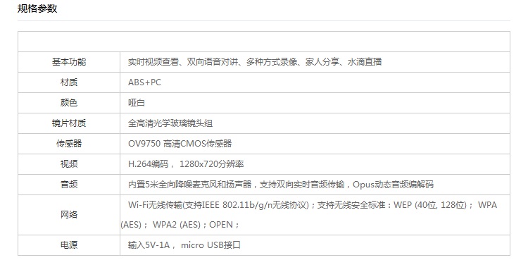 
                                        360智能摄像机 D302 小水滴 WiFi网络 高清摄像头 远程监控 哑白                