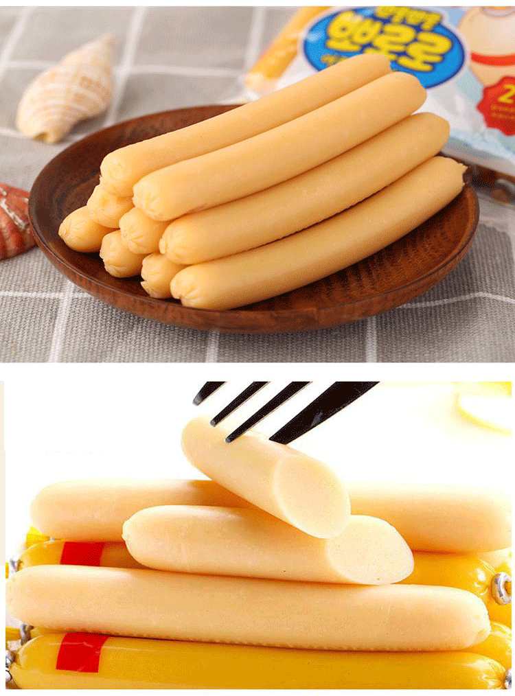 宝噜噜 韩国进口儿童肠儿童零食 奶酪鳕鱼肠90g