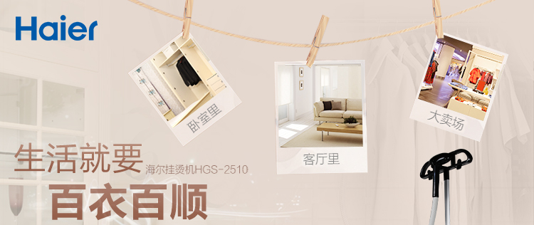 海尔（Haier）挂烫机 HGS-2510单杆香槟金蒸汽挂烫机10档2.5L
