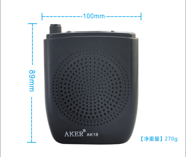 
                                        爱课(AKER)AK18扩音器液晶显示屏FM收音录音便携腰挂喊话器小蜜蜂音响(粉色)                