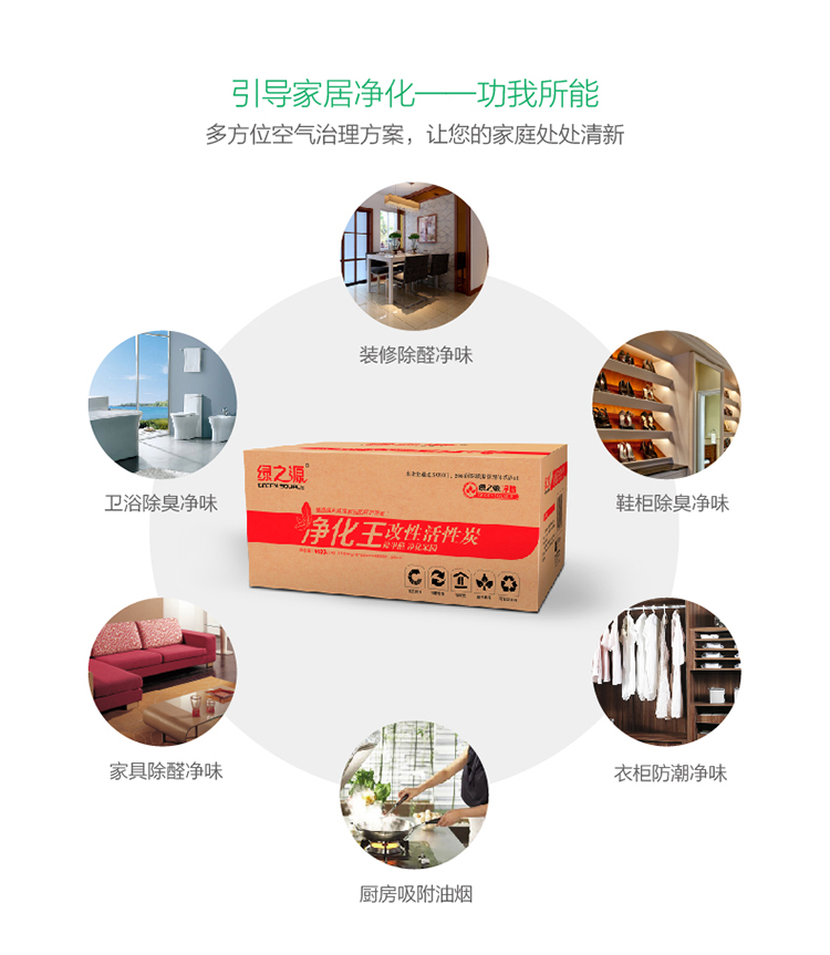 
                                        
                                                            绿之源  6000g净化王活性炭（经济版） 家用吸去除甲醛清除剂竹炭包 车用除臭去异味净化除味剂防潮碳包                