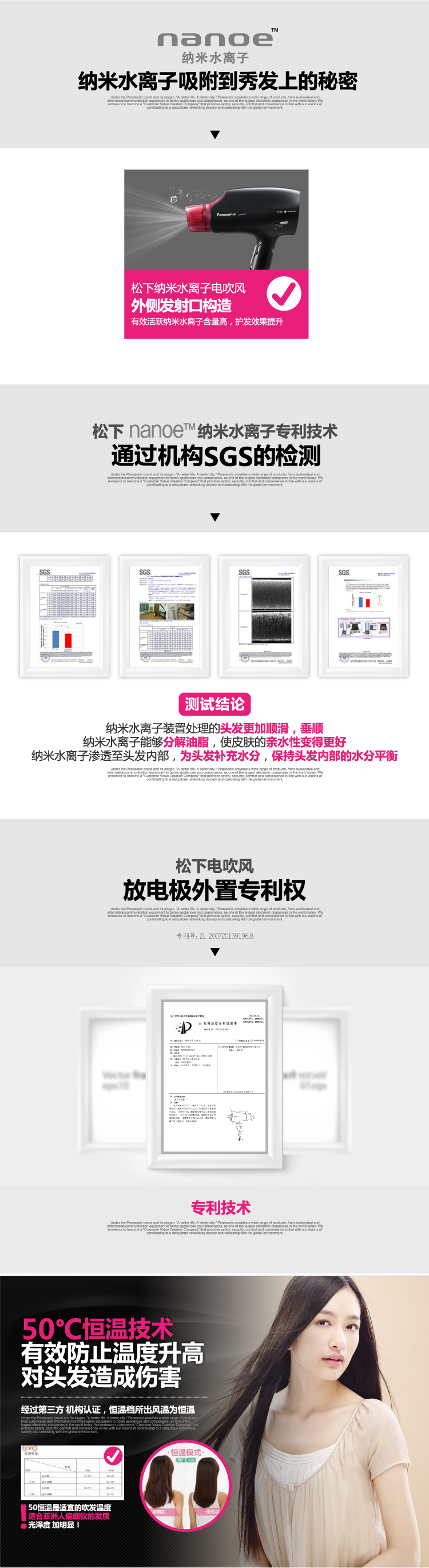 
                                        松下（Panasonic）电吹风机 家用大功率速干 纳米水离子 恒温护发 EH-NA60                