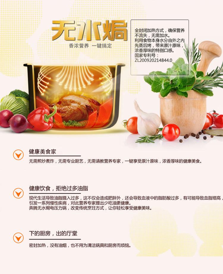 
                                        奔腾（POVOS）电压力锅高压锅无水焗高压电饭锅6L LJ652                