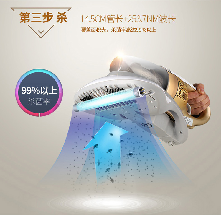 
                                        宝家丽床宝星舰小型手持床铺除螨仪高阶紫外线杀菌除螨机家用吸尘器VH-01                