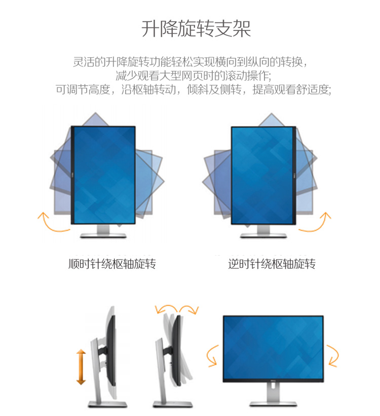 
                                                            戴尔（DELL）24英寸 IPS 广色域 旋转升降 微边框  16:10 个人商务 设计 电脑显示器 U2415                