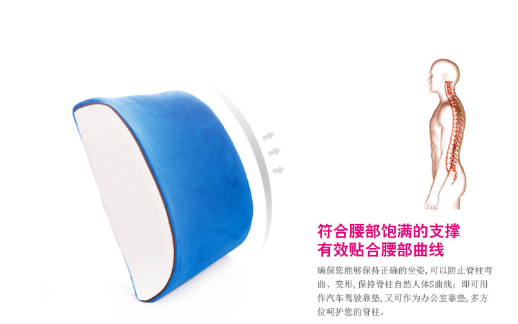
                                        迎馨 床品家纺 慢回弹记忆棉腰靠垫 蓝色                