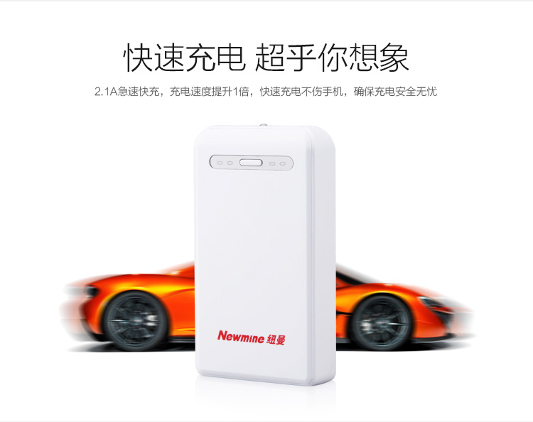 
                                        纽曼（Newmine）A100 双USB输出 便携 移动电源/充电宝 10000mAh 素雅版 手机平板通用                