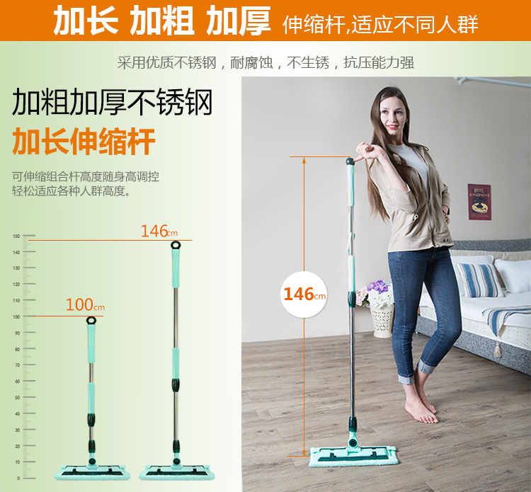 
                                                                                利临 平板大拖把工业用酒店大堂商场尘推大号拖布排拖60cm棉纱不锈钢杆拖把                