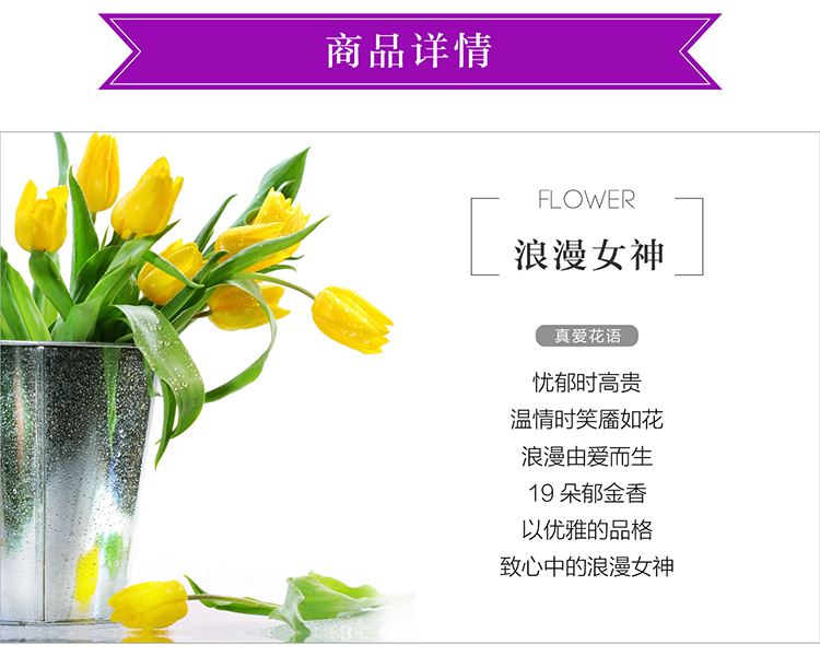 花港码头 19朵粉色郁金香「浪漫女神」鲜花速递 情人节 女朋友 生日