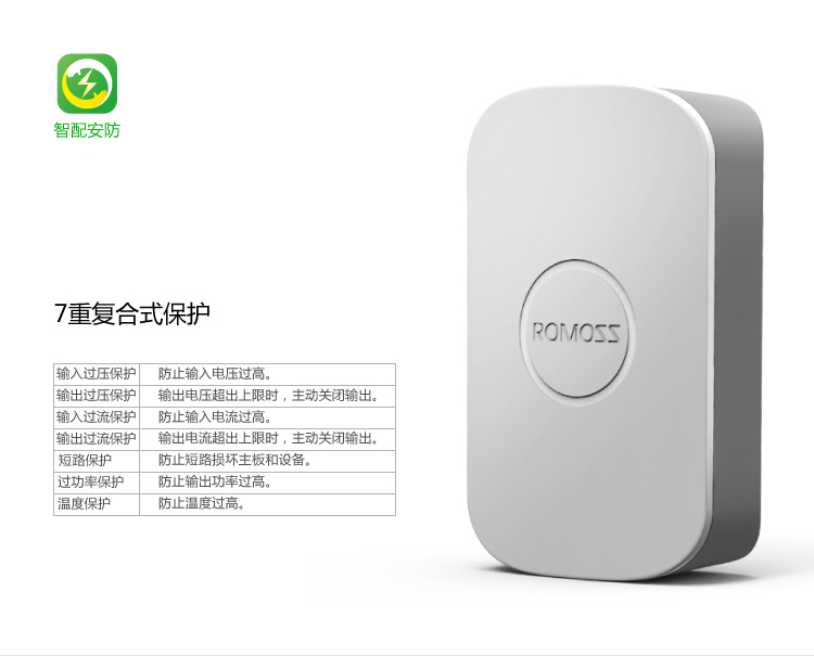 罗马仕(ROMOSS)iCharger12适配器 2.1A 手机通用双USB旅行充电头