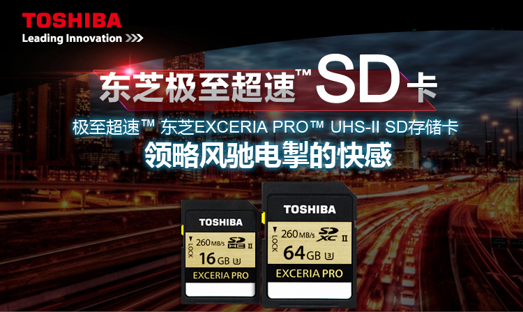 
                                        东芝（TOSHIBA） EXCERIA Pro SDHC存储卡 64G 极至超速 U3/Class10 读260M写240M                