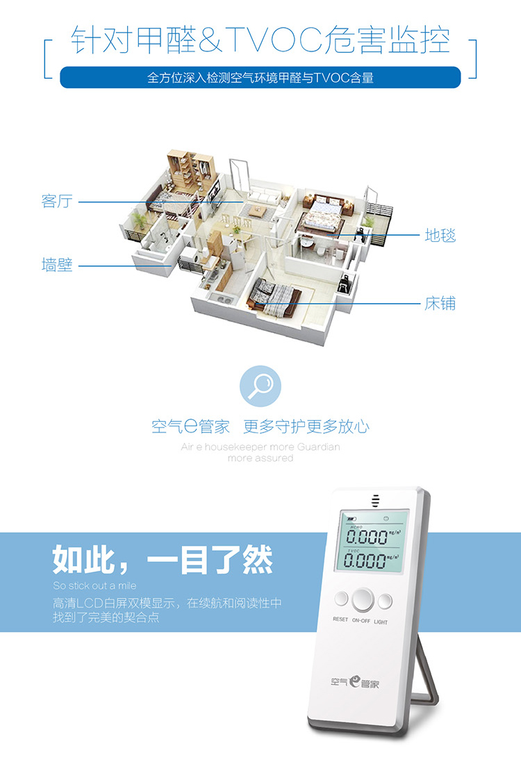 
                                        
                                                                                绿之源 空气e管家甲醛检测仪2.0增强版 家用新车测甲醛测试仪器TVOC空气检测仪便捷式除甲醛检测盒                