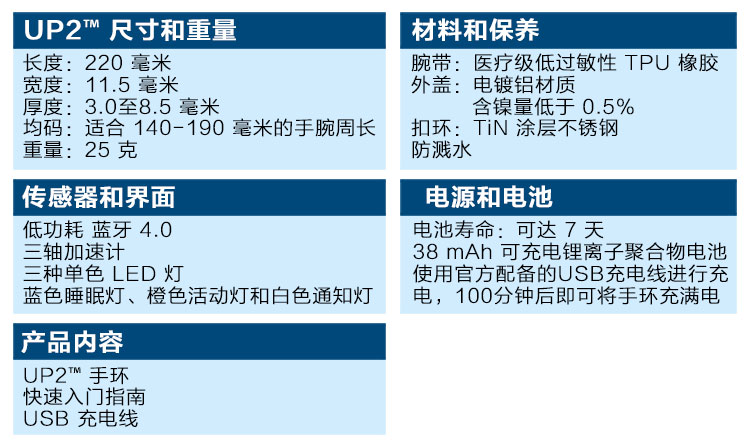卓棒（Jawbone）UP2 蓝牙智能 睡眠运动健康手环 UP24升级版 黑色