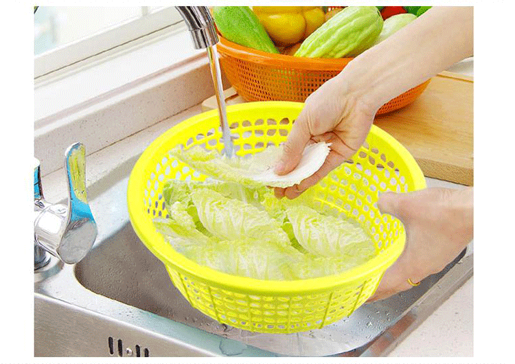 三美优家洗菜筛果蔬筛子两只装(23cm 27cm)6281/6282颜色随机