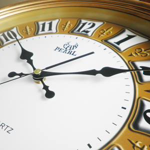 明珠星(pearl)挂钟 静音扫描复古圆形石英挂钟 pw289 金色